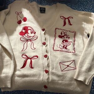 Disney Cream Cardigan with Red Minnie & Mickey Embroidery